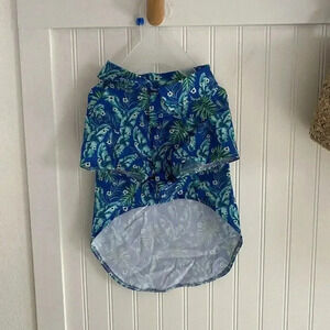Shady Beach Aloha Tropical Blue Pet Dog Top Shirt Costume Medium Up To 27lbs NEW